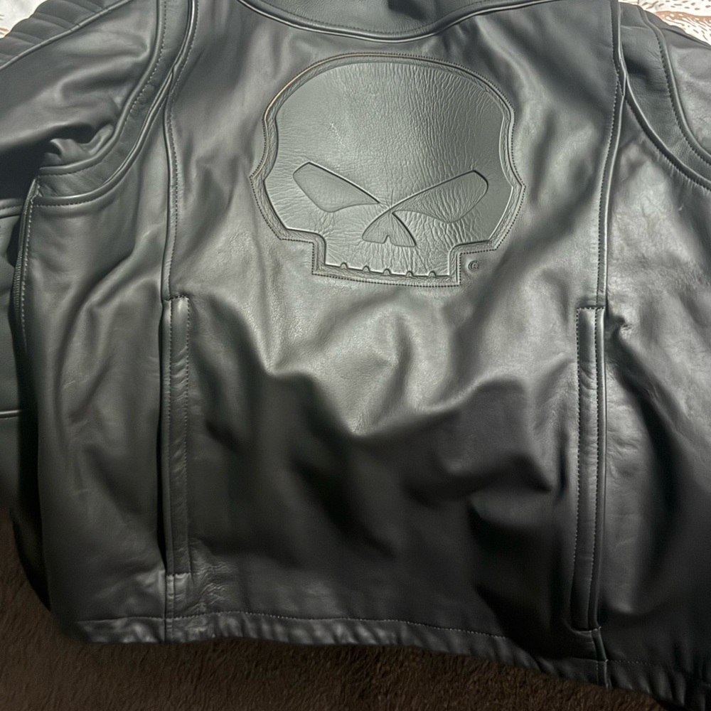 Harley-Davidson Men's Black Leather Bomber Jacket - Picture 2 of 5